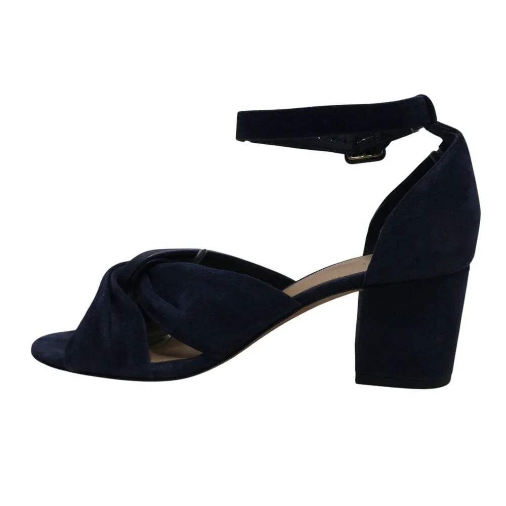 Diane von Furstenberg Pasedena Block Heel Sandals‎ Women 7.5M Navy Suede Twist